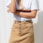 Brandy Melville John Galt Tan Beige Denim Exposed Button Mini Skirt S Photo 0
