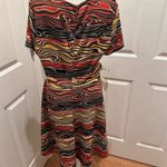 Beige by eci Women's Size 10 Printed Wavy Short Sleeve Dress Multicolor Orange Photo 2