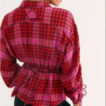 Free People  Pacific Dawn Plaid Shirt Pink Xsmall Photo 2