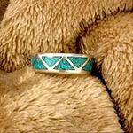 Sterling Silver VTG  Southwest Crushed Turquoise Inlay Ring Photo 12