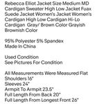 Rebecca Elliot Jacket Size Medium MD Cardigan Sweater High Low Jacket Fuax Suede Jacket Women's Jacket Gray Photo 1