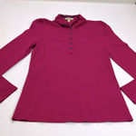 Burberry  Brit‎ Womens Size Medium Pink Mock Neck Long Sleeve Polo Ruffle *FLAW* Photo 0