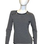 Michael Kors  Striped Zipper Long Sleeve Crewneck Tee Navy Blue White S M… Photo 0