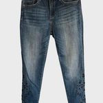 Driftwood  Jackie Medium Wash Embroidered Floral Black Slim Leg Jeans Size 28 Photo 0