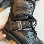 A New Day Black Buckle Combat Military Moto Boots SZ 10 Chunky Lug Sole Ankle Photo 6