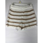 Madden NYC Striped Crochet Knit Shorts Women Drawstring Beach Boho Tan Sz L White Size L Photo 1