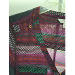 Candie's  Size XL Purple Multi Color Roll Tab Zip Front V-Neck Pocket Front Top Photo 5