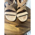 Donald Pliner Donald J Pliner Vida Cross Strap Suede Leather Tan Pink Sandals Zip Heels Size 7 Photo 2