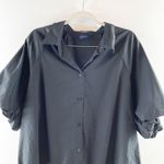 Gap  Organic Cotton Short Puff Sleeve Button Down Shirt Top Black XXL Photo 7