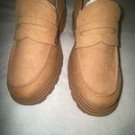 BRAND NEW Womens Chunky Platform Felt/Suede Tan Loafers Size 9.5 Photo 2