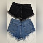 Topshop Bundle Summer Moto KIRI Black and Blue Jean Shorts with Distressed Hem Photo 2