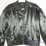 Free People NEW Movement Relay Zip-Up Olive Satin Bomber Jacket, S Photo 3