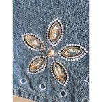Denim & Co . Studded Flower Button Front Shirt size Medium Photo 5