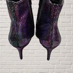 Betsey Johnson  Metallic Shiny Snakeskin Ankle Boots 9.5 Pointed Toe Glam Photo 3