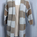 Lovestitch  Tan and Cream Checkered Cardigan Photo 0