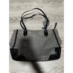 Coach Monogram Tote Bag Black Patent Leather Trim Silver & Purple Winter Fall Photo 4