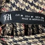 ZARA Houndstooth Pattern High Neck Long Sleeve Button Cuff Blouse Sz M EUC Photo 1