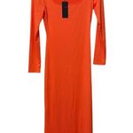 Gianni Bini  NWT Orange Icon Knit Scoop Neck Long Sleeve Midi Dress Size Medium Photo 2