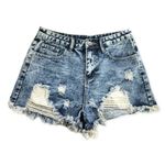 SheIn Acid Washed High Rise Raw Hem Distressed Denim Shorts Photo 65