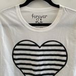 Forever 21  White & Black Rhinestone Heart Cropped Short Sleeve Tee Size Large Photo 1