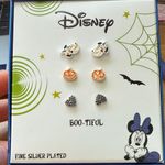 Disney  Halloween Mickey Pumpkin Heart Stud Earrings Set‎ Fine Silver Plated Photo 0