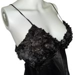 A Byer Flora by Flora Nikrooz Bellflower black satin Babydoll Chemise Size small Photo 2