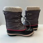Sorel Waterproof Winter Snow Boots Faux Fur Trim Lace Up Gray Pink Women Size 5 Photo 10