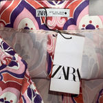 ZARA  Women’s Floral Patterned pleated zip front pants - Pink and Purple size 6 Photo 15