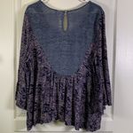 Anthropologie  Akemi + Kin Marcella Blue Damask Paisley Lace Peasant Blouse Large Photo 6