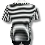 Vintage Three Flaggs Womens Knit T Shirt Top Short Sleeve Pullover Striped Large Black Photo 2