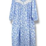Eileen West ballet nightgown women's small blue floral embroidered button front Photo 0