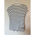 Anthropologie By  Cap Sleeve Pleated Top Striped White Black Women's Size Small Photo 2