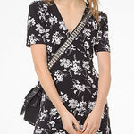 Michael Michael Kors Botanical Print Matte Jersey Dress Black & White Size XL Photo 0
