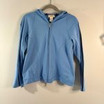 Talbots  Full Zip‎ Comfort Hoodie Jacket Athletic Track Blue Black Trim S Photo 1