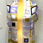 Echo 💯 silk art deco scarf/shawl. Periwinkle blue/pink/navy . 11” by 54 “ Blue Photo 0