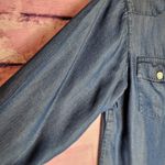 Soft Surroundings  DENIM CHAMBRAY TENCEL LYOCELL SHINY BUTTON FRONT TUNIC BLOUSE Photo 3