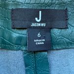 JASON WU Women's Faux Leather Croc Culotte Cropped Wide Leg Pants. Size 6 Green Photo 3