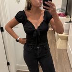 Princess Polly  shirt off shoulder tie bodysuit black Photo 1