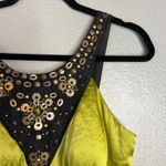 Sue Wong  Vintage Y2K Silk Dress‎ Size 8 Chartreuse Embellished 90s Fairycore Photo 4