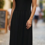 J. Jill Wearever Maxi Sheath Dress Black Jersey Sleeveless SZ M Boho Chic Casual Size M Photo 0