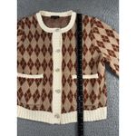 Skies Are Blue  Sweater Women Medium Argyle‎ Embellished Button Academia Clueless Photo 4