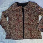 Onyx Nite  Open Front Cardigan/Shell, Size L, Sparkly Red Gold metallic Photo 4