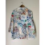 Chico's Gauzy Thin Asian Print Button Up Blouse Womens Sz 3/XL Artsy Abstract Photo 3