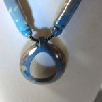 Brown Tan Horn Pendant Necklace Vintage Seed Beaded Strand Barrel Clasp Resin Photo 12