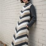 Vintage | Butte Knit Wool Blend Color block Stripe Midi Dress | M Gray Size M Photo 1