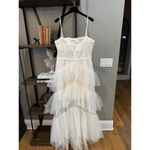 BCBGMAXAZRIA  Oly Tiered Ruffle Tulle Evening Gown Gardenia Womens Size 14 Photo 6