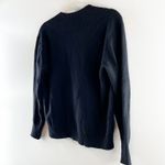 360 Cashmere Ribbed Trim Mock Neck Tie Back Pullover Sweater Black Small Photo 4