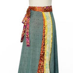 Vintage Reversible Sari Layered Wrap Maxi Skirt Bohemian Multicolor Fabrics OS Size undefined Photo 0