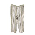 Mlle Gabrielle  Tan and Green Striped Cotton Wide Leg Pull-on Pants Size 3X Photo 1