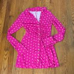Free People  Shayla Mini Dress S Long Sleeve Pink Polka Dots Ruched Photo 2